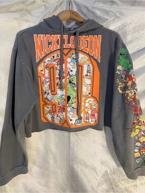 Nickelodeon Cropped Hoodie with Retro Cartoon Print